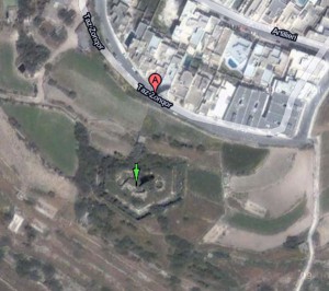 Satellite photo of the Zonqor Battery, Marsaskala, Malta, 35.86827,14.564308